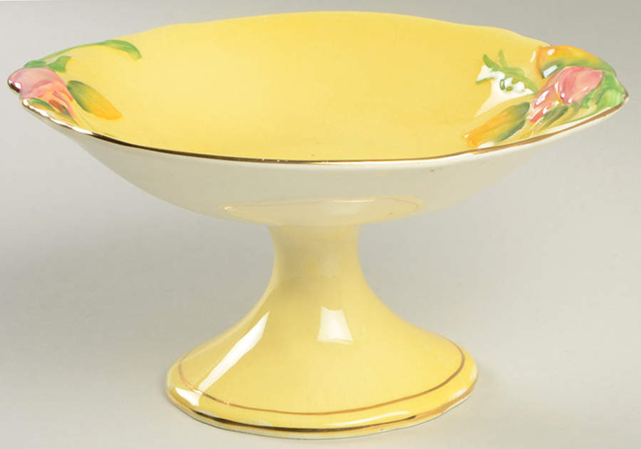 Rosebud Yellow (Yellow Background) Round Compote (Height X Width) by Royal Winton-1