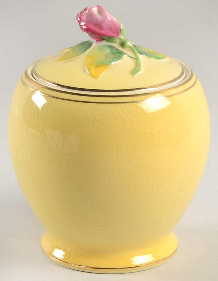 Rosebud Yellow (Yellow Background) Sugar Bowl & Lid by Royal Winton-1