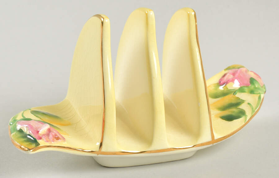 Rosebud Yellow (Yellow Background) Two Slice Toast Server by Royal Winton-1