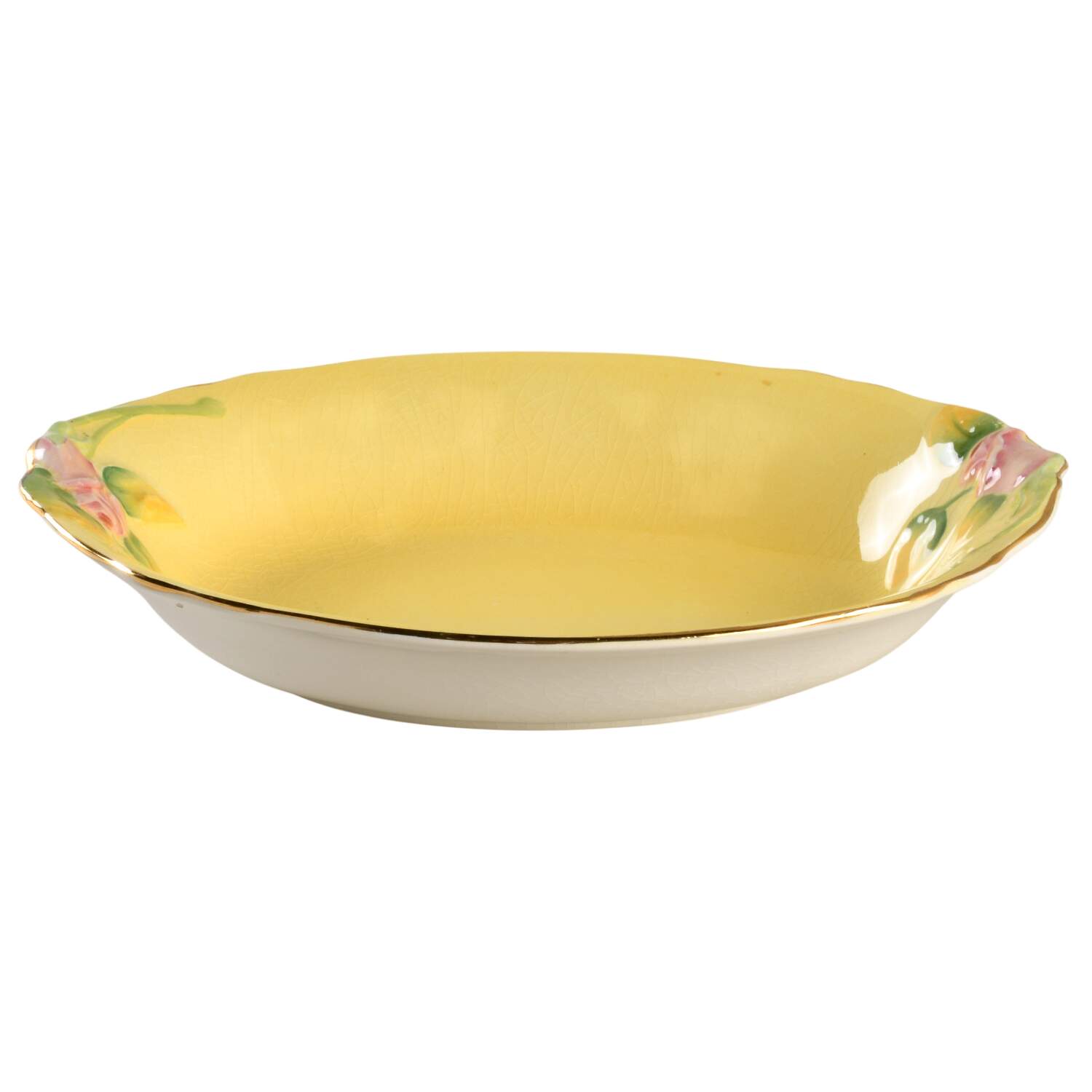 Rosebud Yellow (Yellow Background) 9" Oval Vegetable Bowl by Royal Winton-1