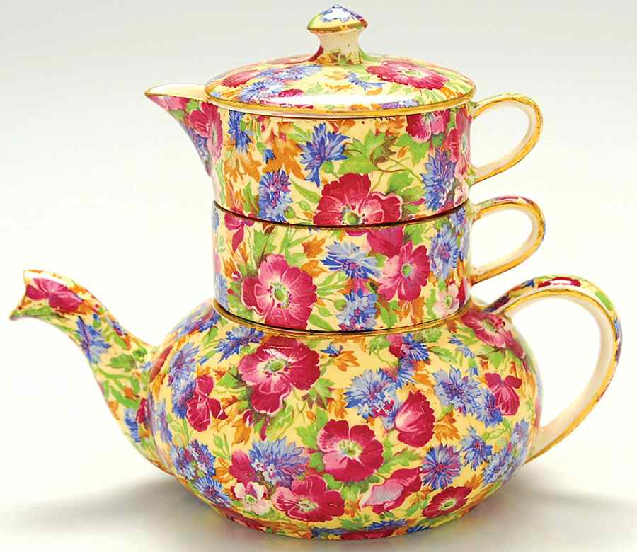Royalty (Older) Mini Teapot Stacking Set (Creamer, Sugar) by Royal Winton-1