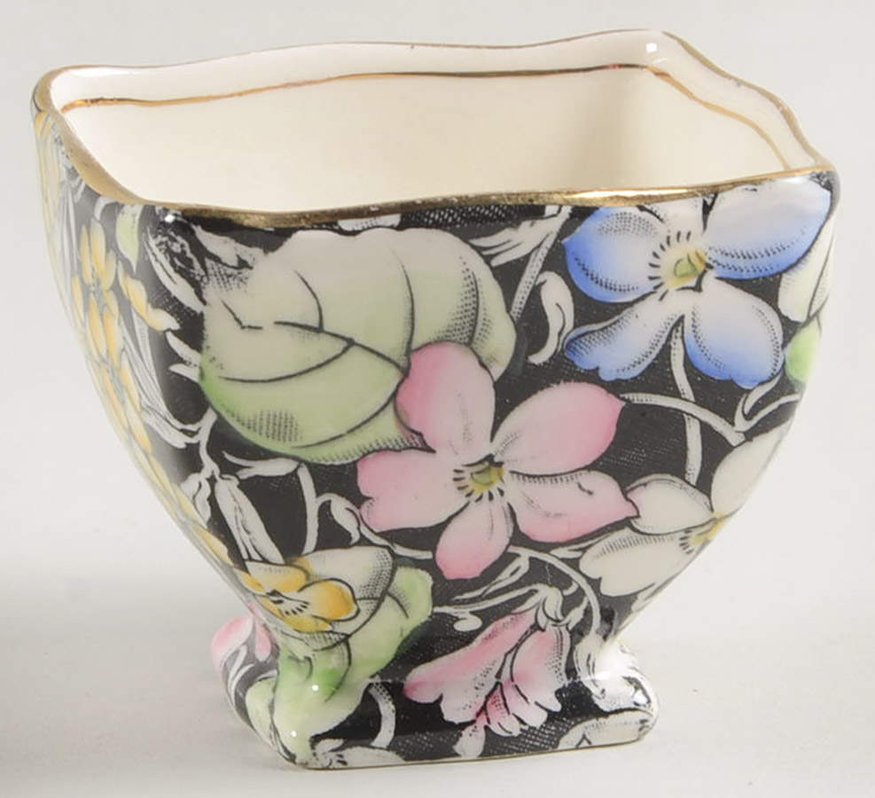 Spring Glory Black Open Sugar Bowl by Royal Winton-1