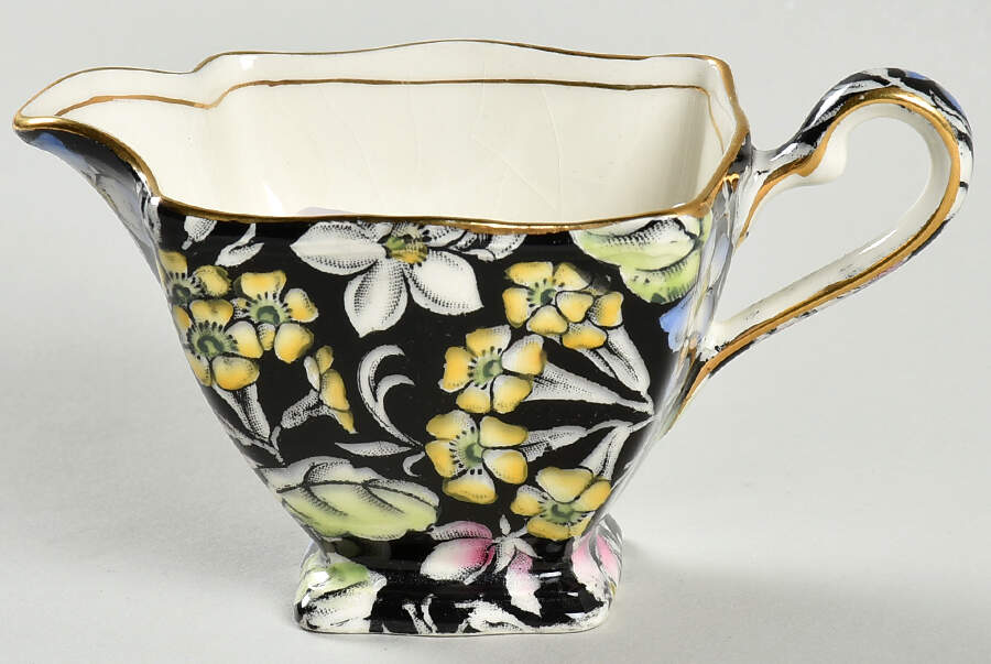 Spring Glory Black Stacking Mini Creamer by Royal Winton-1
