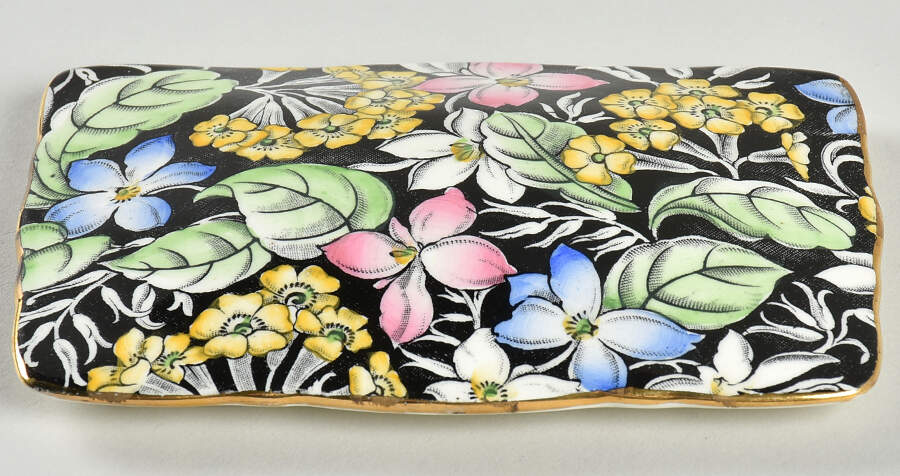 Spring Glory Black Candy Box No Lid by Royal Winton-1