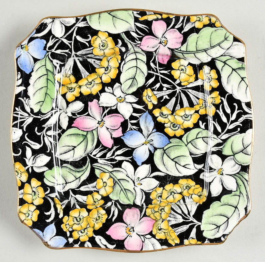 Spring Glory Black Square Butter No Lid by Royal Winton-1