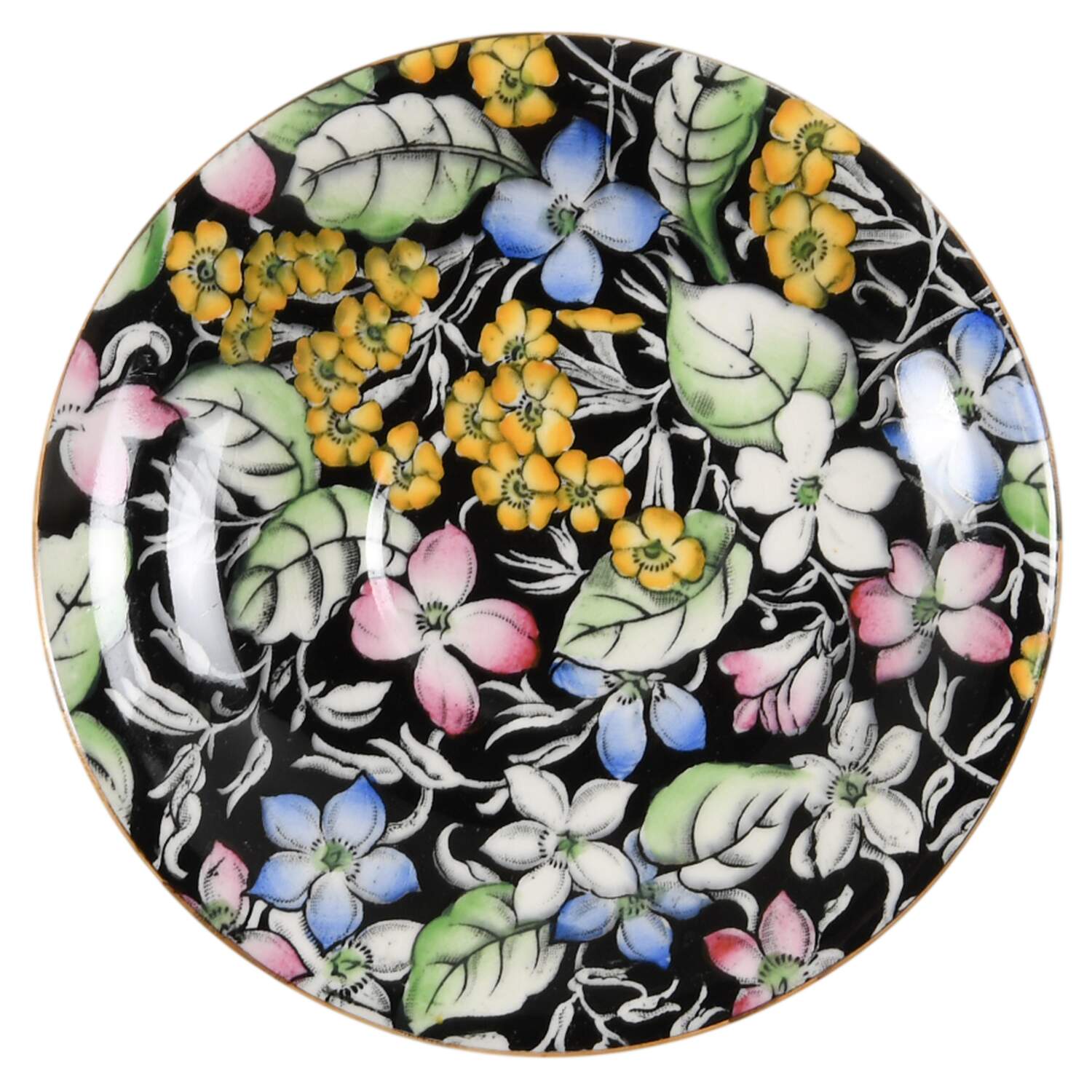 Spring Glory Black Saucer by Royal Winton-1