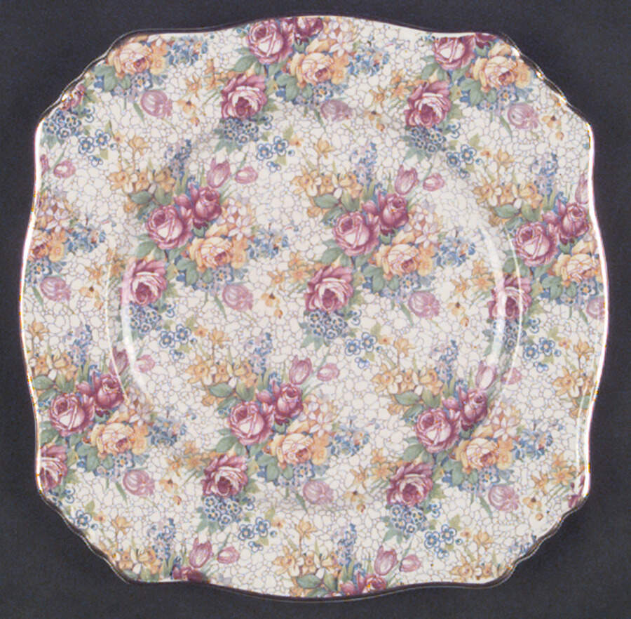 Spring (Rose Floral Chintz) Square Salad Plate by Royal Winton-1