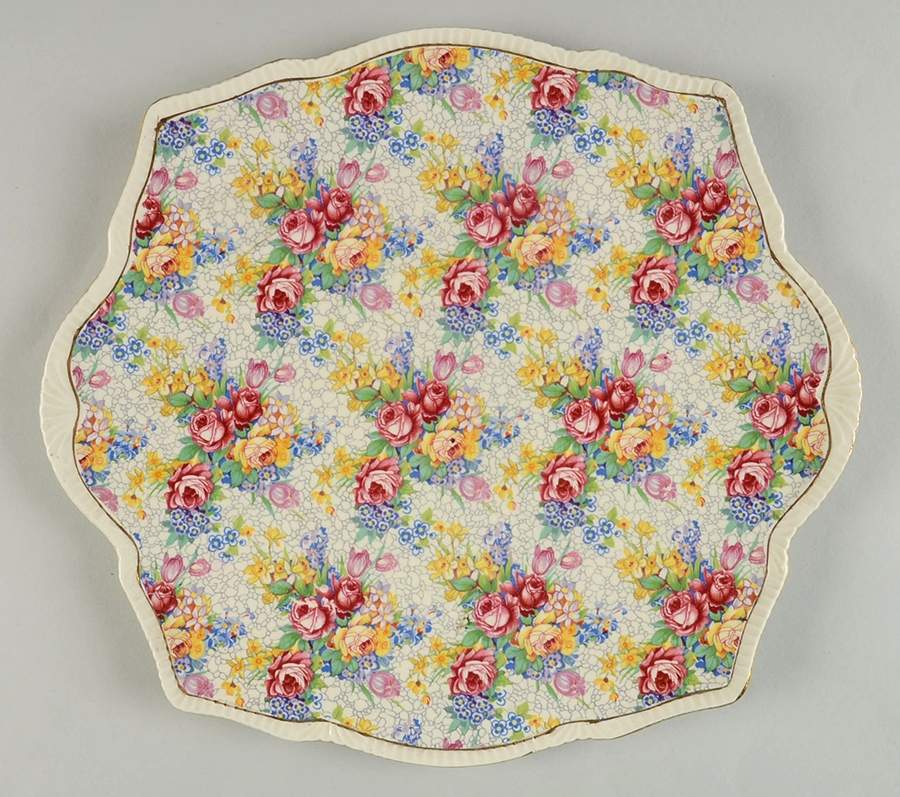 Spring (Rose Floral Chintz) Square Handled Cake Plate by Royal Winton-1