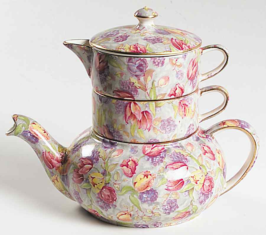 Stratford (Older) Mini Teapot Stacking Set (Creamer, Sugar) by Royal Winton-1