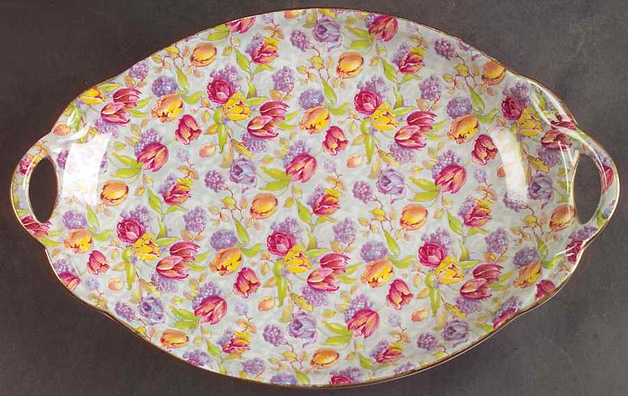 Stratford (Older) Handled Malta Shape Oval Tray by Royal Winton-1