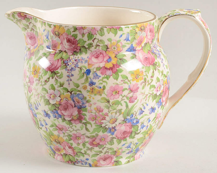Summertime (Pre 1960, Cream Background, Gold Trim) 36 Oz Jug by Royal Winton-1