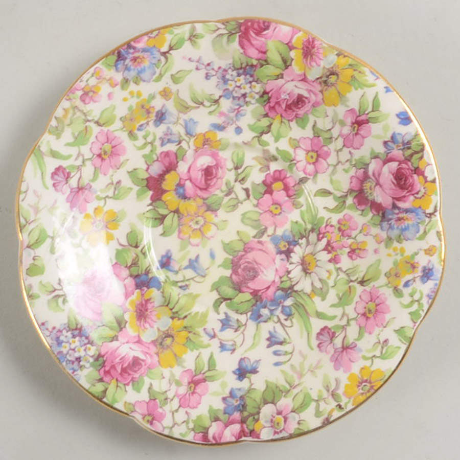 Summertime (Pre 1960, Cream Background, Gold Trim) Saville Mayonnaise Underplate Only by Royal Winton-1