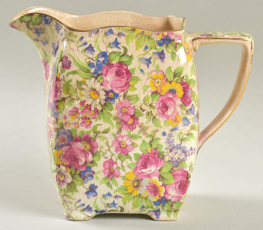 Summertime (Pre 1960, Cream Background, Gold Trim) 16 Oz Duval Jug by Royal Winton-1