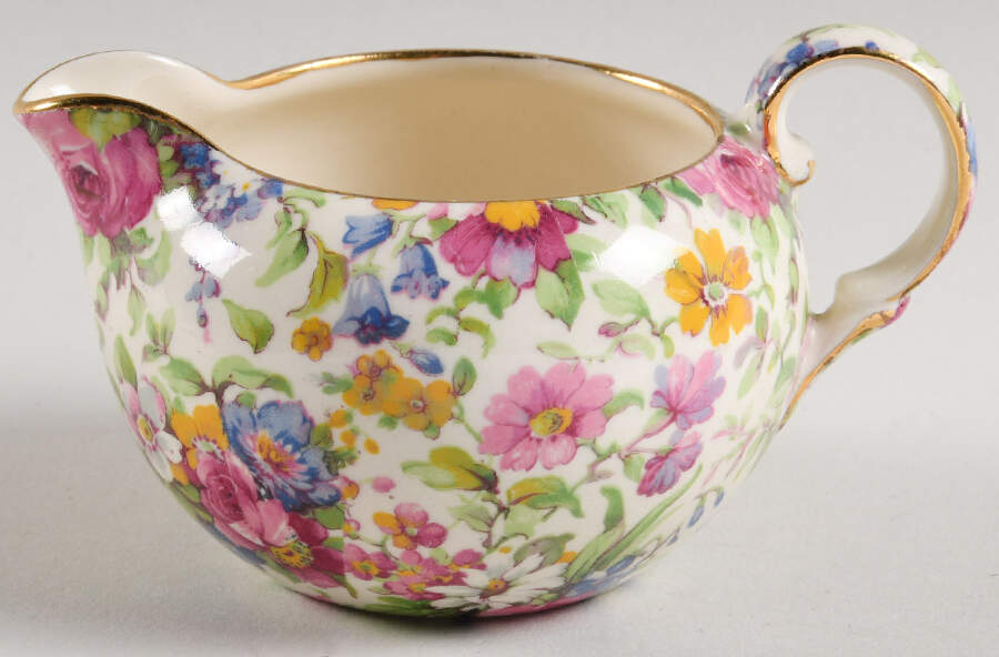 Summertime (Pre 1960, Cream Background, Gold Trim) Elite Creamer by Royal Winton-1