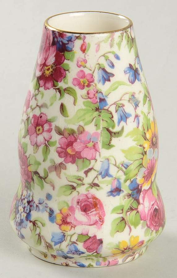 Summertime (Pre 1960, Cream Background, Gold Trim) 3" Bud Vase by Royal Winton-1