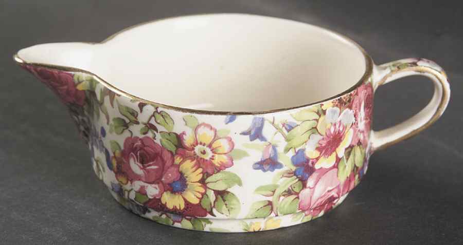 Summertime (Pre 1960, Cream Background, Gold Trim) Stacking Mini Creamer by Royal Winton-1