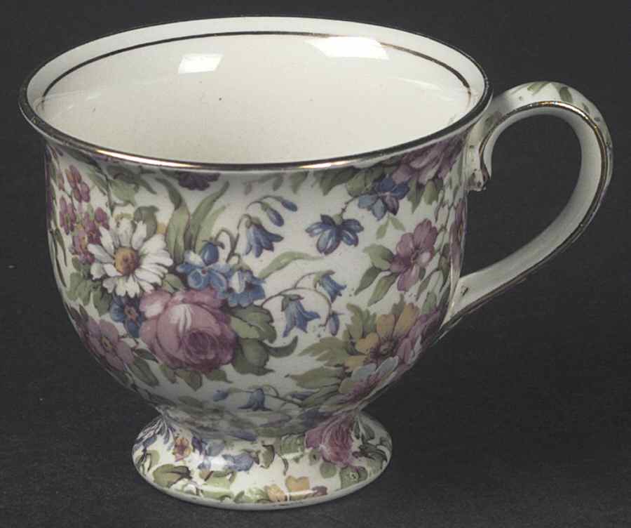 Summertime (Pre 1960, Cream Background, Gold Trim) Albans Shape Footed Cup by Royal Winton-1