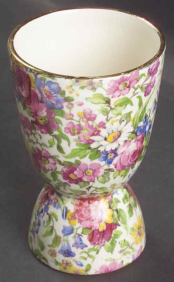 Summertime (Pre 1960, Cream Background, Gold Trim) Double Egg Cup by Royal Winton-1