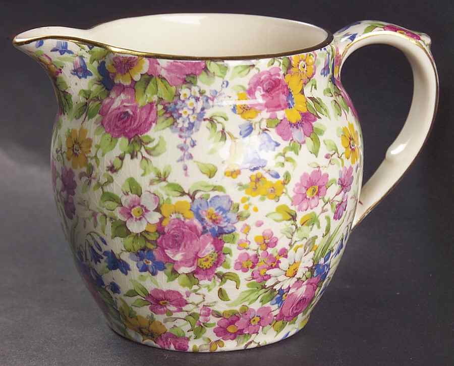 Summertime (Pre 1960, Cream Background, Gold Trim) 14 Oz Jug by Royal Winton-1