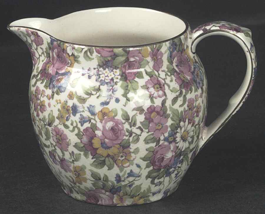 Summertime (Pre 1960, Cream Background, Gold Trim) 16 Oz Jug by Royal Winton-1