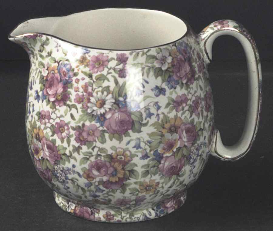 Summertime (Pre 1960, Cream Background, Gold Trim) 32 Oz Jug by Royal Winton-1