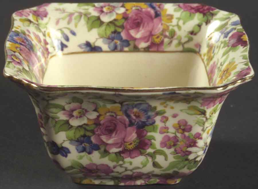 Summertime (Pre 1960, Cream Background, Gold Trim) Ascot Mayonnaise Bowl by Royal Winton-1