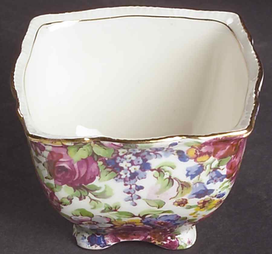 Summertime (Pre 1960, Cream Background, Gold Trim) Athena Open Sugar Bowl (Early) by Royal Winton-1