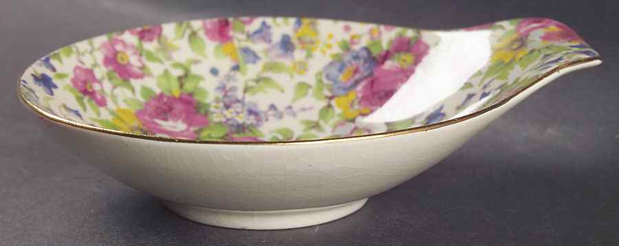 Summertime (Pre 1960, Cream Background, Gold Trim) Sweet Meat Dish by Royal Winton-1