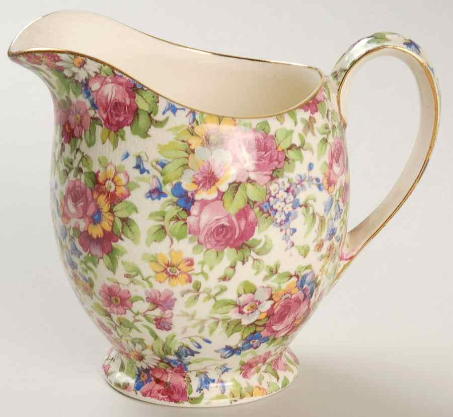 Summertime (Pre 1960, Cream Background, Gold Trim) 12 Oz Jug by Royal Winton-1
