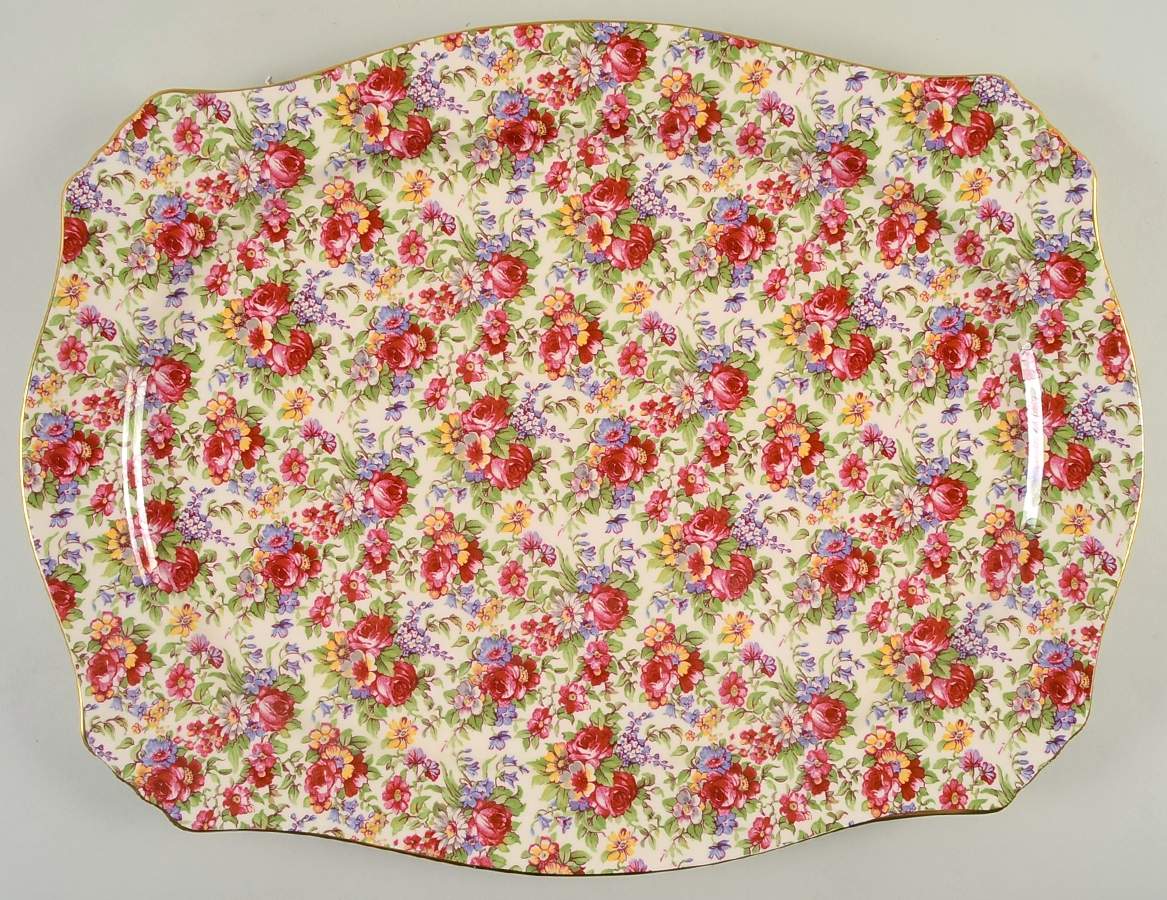 Summertime (Earthenware, Circa 1995) 18" Oval Serving Platter by Royal Winton-1