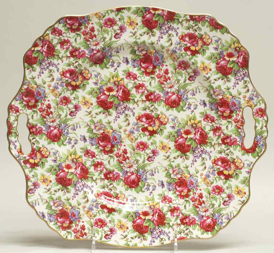 Summertime (Earthenware, Circa 1995) Square Handled Cake Plate by Royal Winton-1