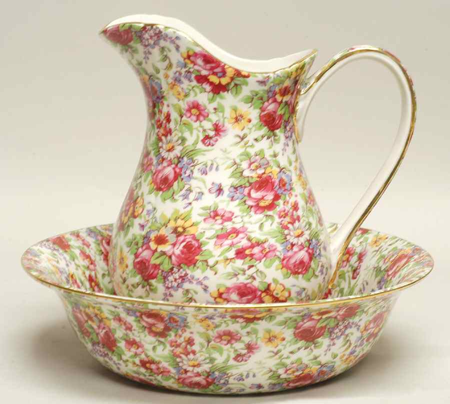 Summertime (Earthenware, Circa 1995) Large Pitcher & Bowl Set by Royal Winton-1