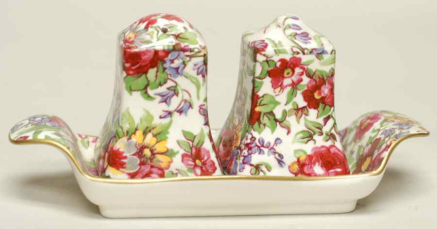 Summertime (Earthenware, Circa 1995) (3 Pc) Salt & Pepper Tray Set by Royal Winton-1