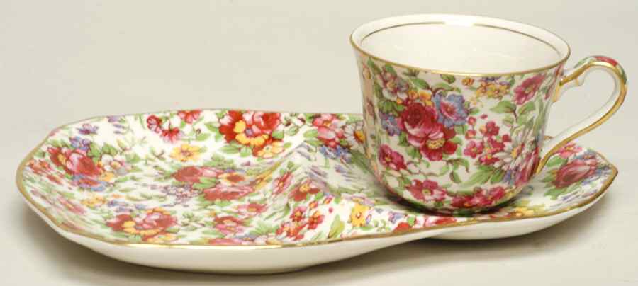 Summertime (Earthenware, Circa 1995) Snack Plate & Cup Set by Royal Winton-1