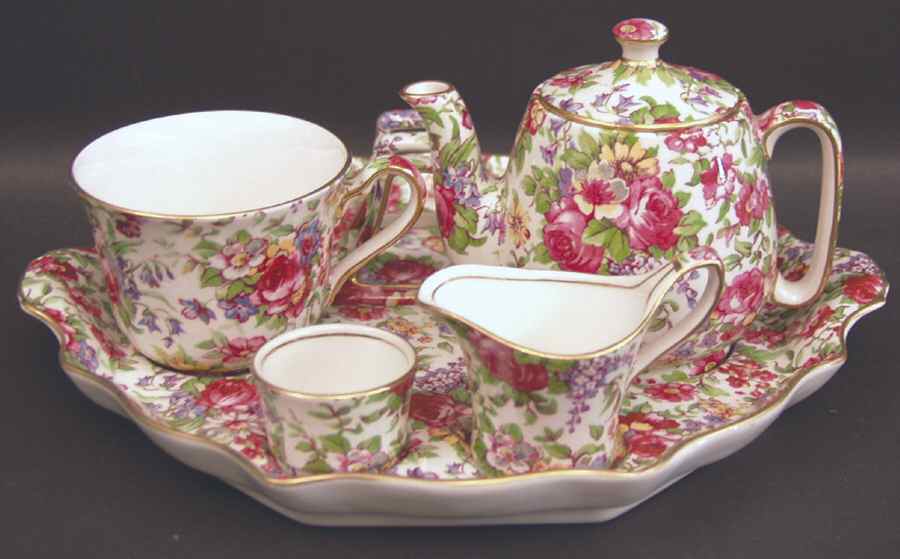 Summertime (Earthenware, Circa 1995) 6-Piece Breakfast Set (Flat Cup) by Royal Winton-1
