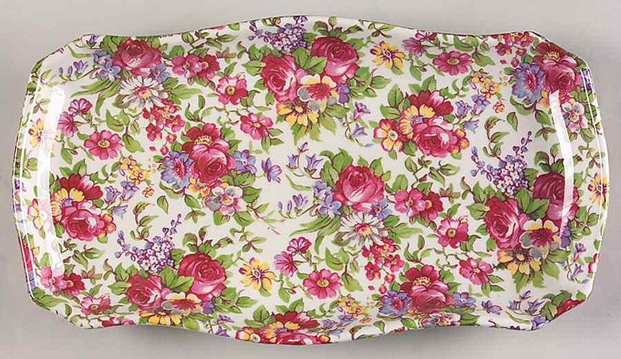 Summertime (Earthenware, Circa 1995) Tray for Creamer & Open Sugar by Royal Winton-1