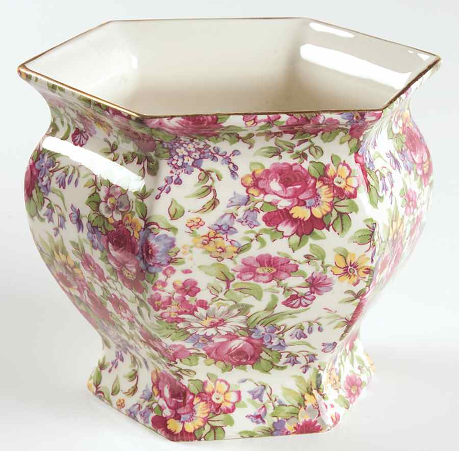 Summertime (Earthenware, Circa 1995) 5" Octagonal Planter by Royal Winton-1