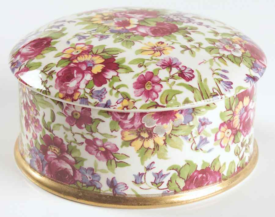 Summertime (Earthenware, Circa 1995) 4" Round Box & Lid by Royal Winton-1