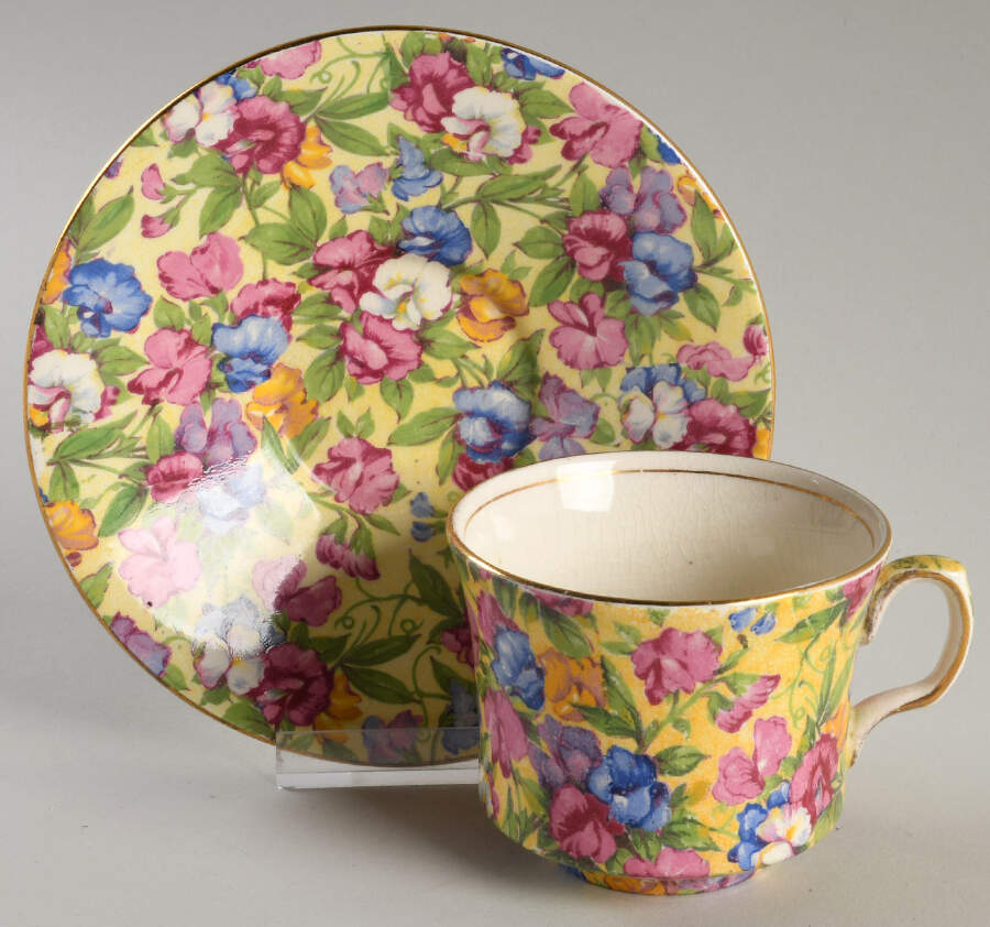 Sweet Pea Flat Cup & Saucer Set by Royal Winton-1