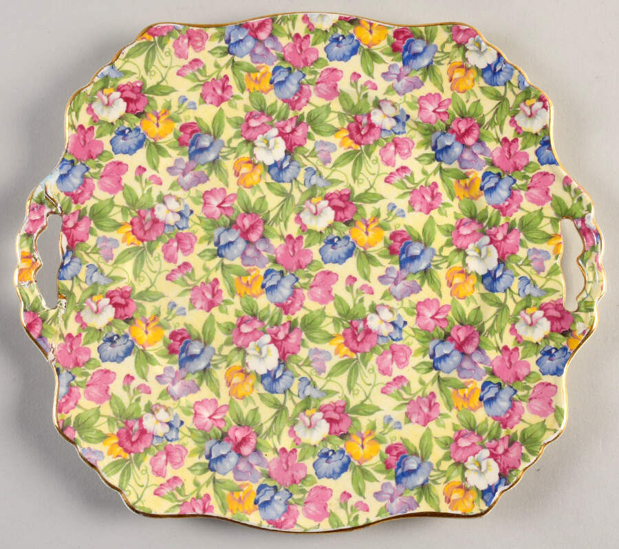Sweet Pea Square Handled Cake Plate by Royal Winton-1