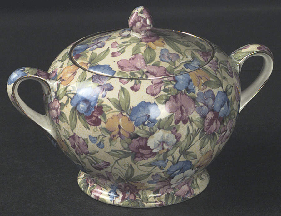 Sweet Pea Sugar Bowl & Lid (Unknown Shape 1) by Royal Winton-1