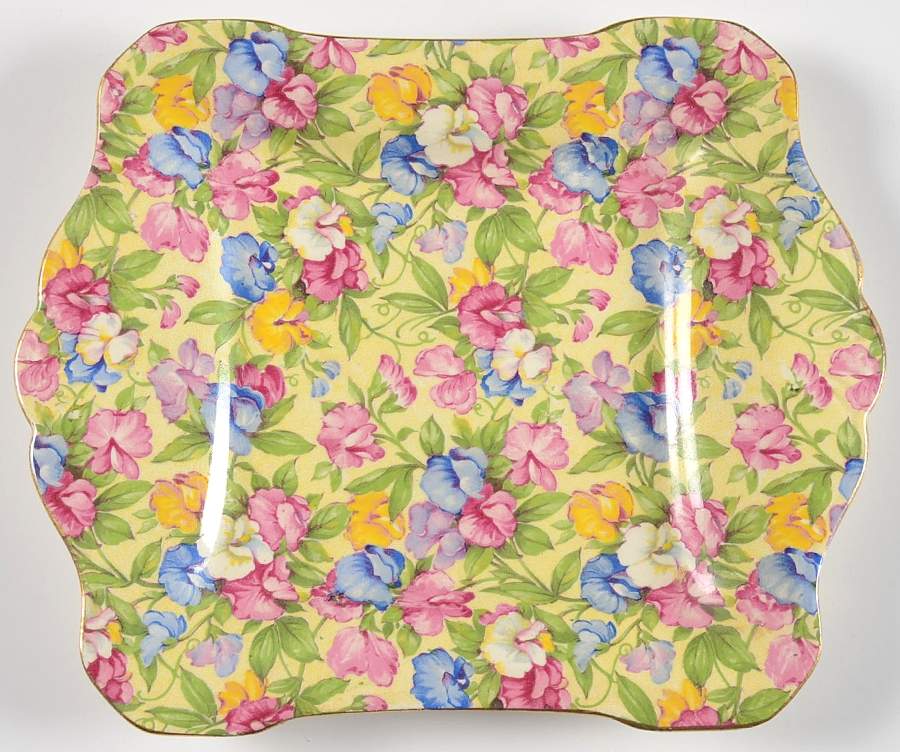 Sweet Pea Saville Square Handled Cake Plate by Royal Winton-1