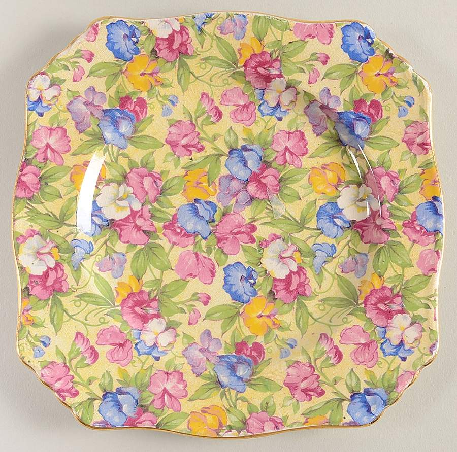 Sweet Pea Square Dessert Plate by Royal Winton-1