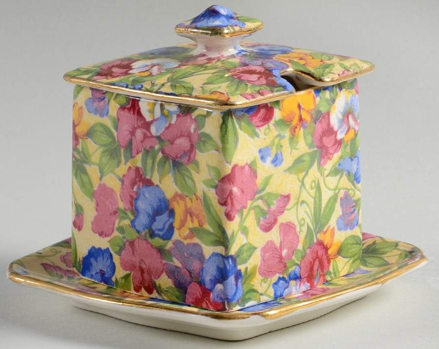 Sweet Pea Jam/Jelly & Lid W/Underplate by Royal Winton-1