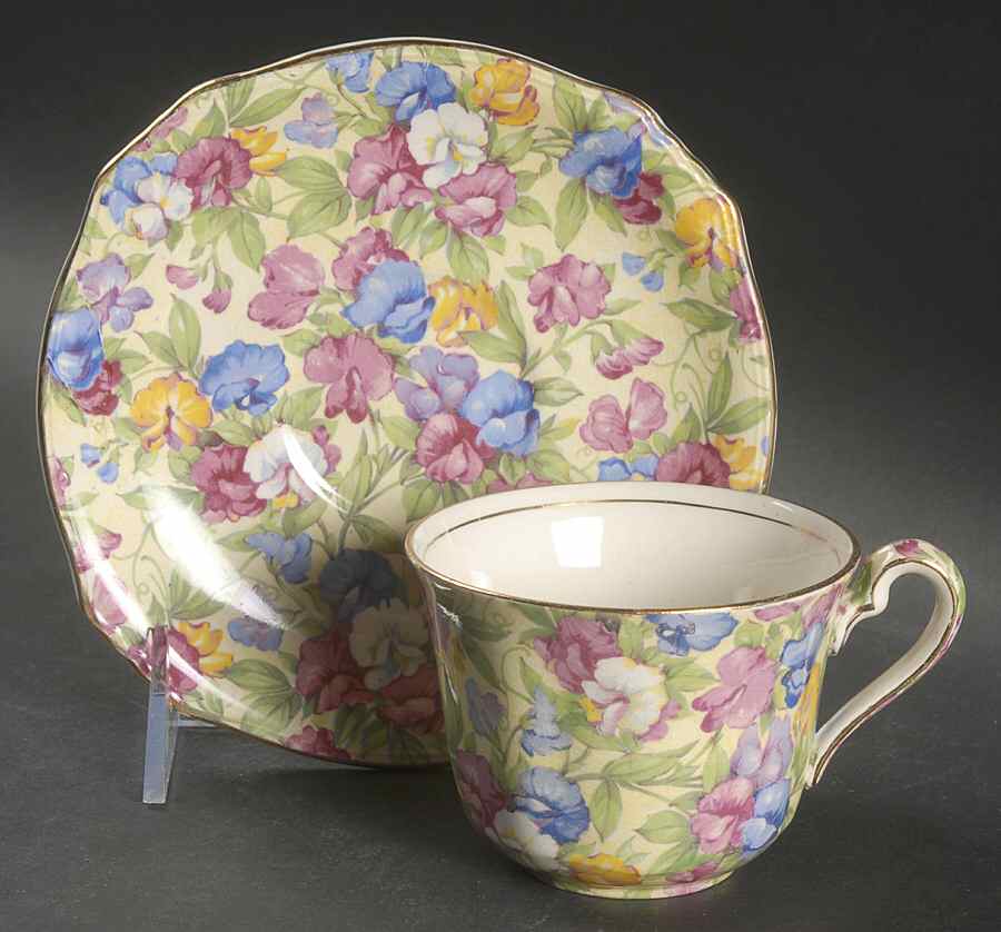 Sweet Pea Flat Cup & Saucer Set by Royal Winton-1