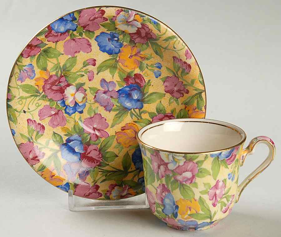 Sweet Pea Flat Demitasse Cup & Saucer Set by Royal Winton-1
