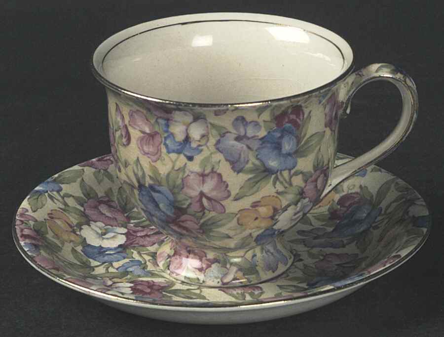 Sweet Pea Footed Cup & Saucer Set by Royal Winton-1