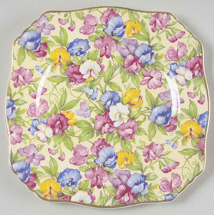 Sweet Pea Square Bread & Butter Plate by Royal Winton-1