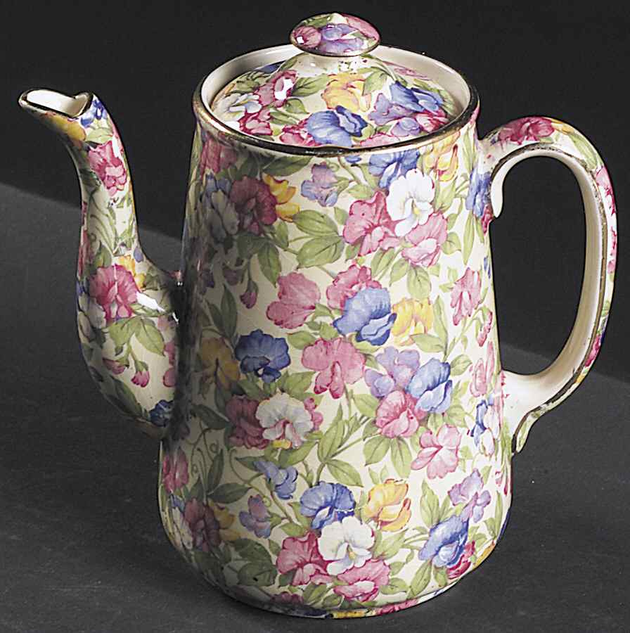 Sweet Pea Greek Shape Coffee Pot & Lid by Royal Winton-1