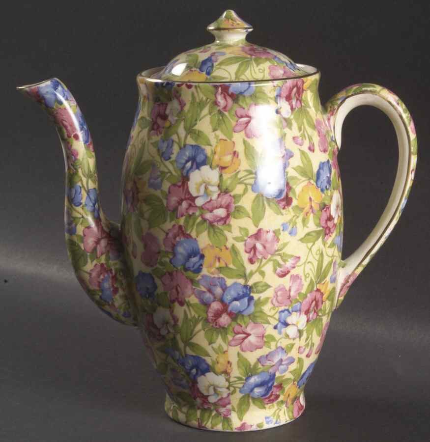 Sweet Pea Perth Shape Coffee Pot & Lid by Royal Winton-1
